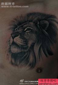 mężczyzna z przodu klatki piersiowej fajny przystojny tatuaż wzór lwa