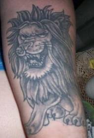 手臂灰色咆哮的狮子纹身图片