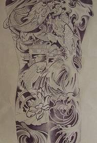 Kinesisk stil blæksprutte hoppe drage dør tatoveringsmønster