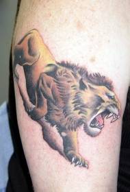 been kleur brullende leeuw tattoo foto