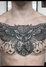 chest black gray classic eagle tattoo pattern