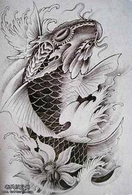 manuscript lotus squid tattoo pattern