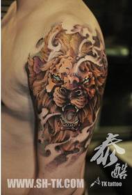 arm cool handsome lion head tattoo pattern