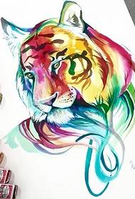 Manuscript colored big tiger tattoo pattern