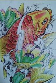 traditional lotus carp tattoo manuscript pattern picture