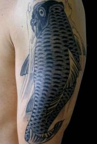 black koi fish arm tattoo pattern