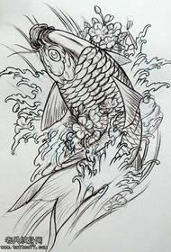 manuscript line squid tattoo pattern