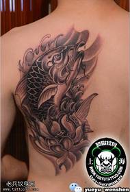 back classic lotus koi ຮູບແບບ tattoo