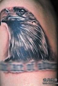 老鹰纹身图案:一幅手臂老鹰头像纹身图案