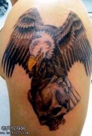 Big Arm Shows Flying Eagle Tattoo Pattern