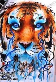 Manuscript watercolor doodle tiger tattoo pattern