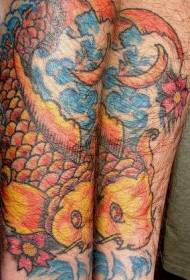 arm color mysterious koi fish tattoo Pattern