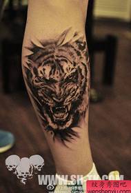 male leg domineering cool tiger head tattoo pattern