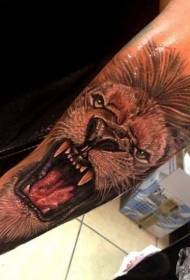 arm brown roaring lion tattoo pattern