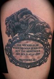 kāja melni brūna Vecās lauvas statujas tetovējuma attēls