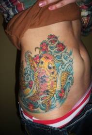 waist color koi fish tattoo pattern