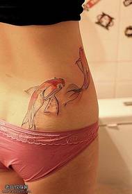 waist double red squid tattoo pattern