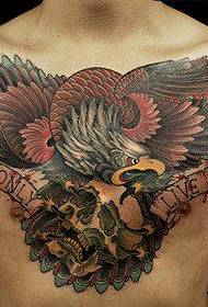 boys cool chest with eagle and skull tattoo pattern