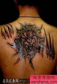 Patrón de tatuaxe de león: patrón de tatuaje de león cara atrás