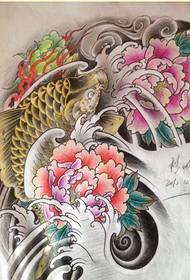 beautiful and beautiful peony squid tattoo manuscript pattern picture