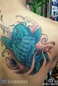 shoulder blue koi tattoo pattern