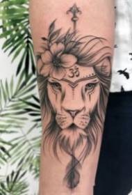 small fresh line design style Lion theme tattoo pattern