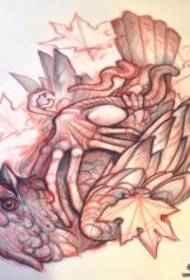 Rukopis uzorka tetovaže javorova lišća u evropskom školskom orlu