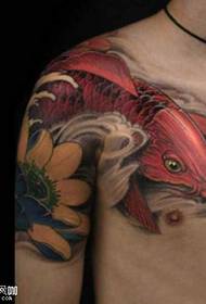 shoulder red squid tattoo pattern