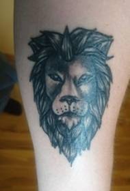 boys calves on black thorns simple abstract lines animal lion tattoo pictures