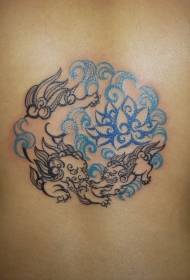 Ķīniešu stila labvēlīgie mākoņi Tangas lauvas glīts tetovējums
