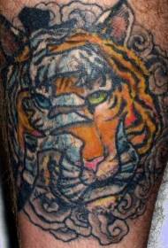 Chinese characters and tiger tattoo pattern