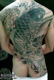 full back Black gray squid tattoo pattern