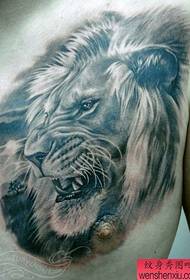 chest super cool handsome lion head tattoo pattern