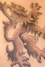 motif de tatouage de lionne rugissante brun