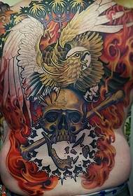 back eagle skull tattoo pattern