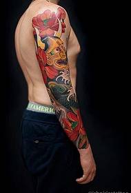 super domineering large-scale animal tattoo dragon and snake and fish tattoo pattern