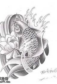 manuscript black and white squid tattoo pattern