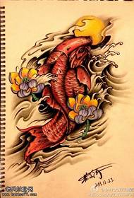 color traditional squid lotus tattoo picture