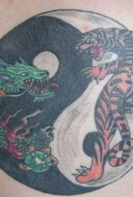 Yin Yang gossip and tiger dragon tattoo pattern