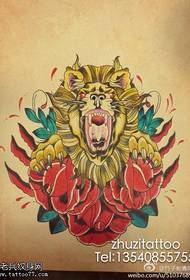 Golden Modeli i tatuazhit të luanit të trëndafilave