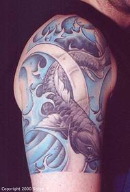 geschilderde karpervissen bron rollend tattoo patroon