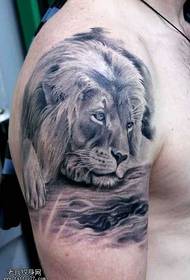 arm black gray lion tattoo pattern