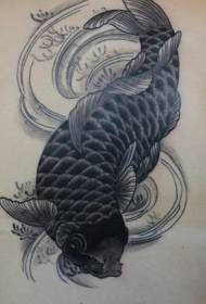 Nigra koi fiŝa tatuaje mastro