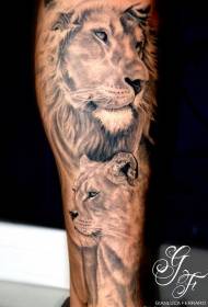 leg brown Ferrero Lion and lioness tattoo pictures