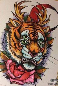 popularan rukopis tetovaže na glavi tigra na četiri oka