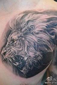 male front chest tyrants cool lion head tattoo pattern
