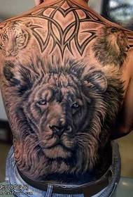 背部霸气的神狮子纹身图案
