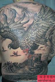 handsome cool full back eagle tattoo pattern