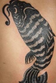 black and white koi art tattoo pattern