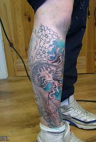 leg blue squid tattoo pattern
